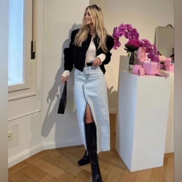 Zara DENIM SKIRT TRF LONG SKIRT DENIM - Picture 7 of 14